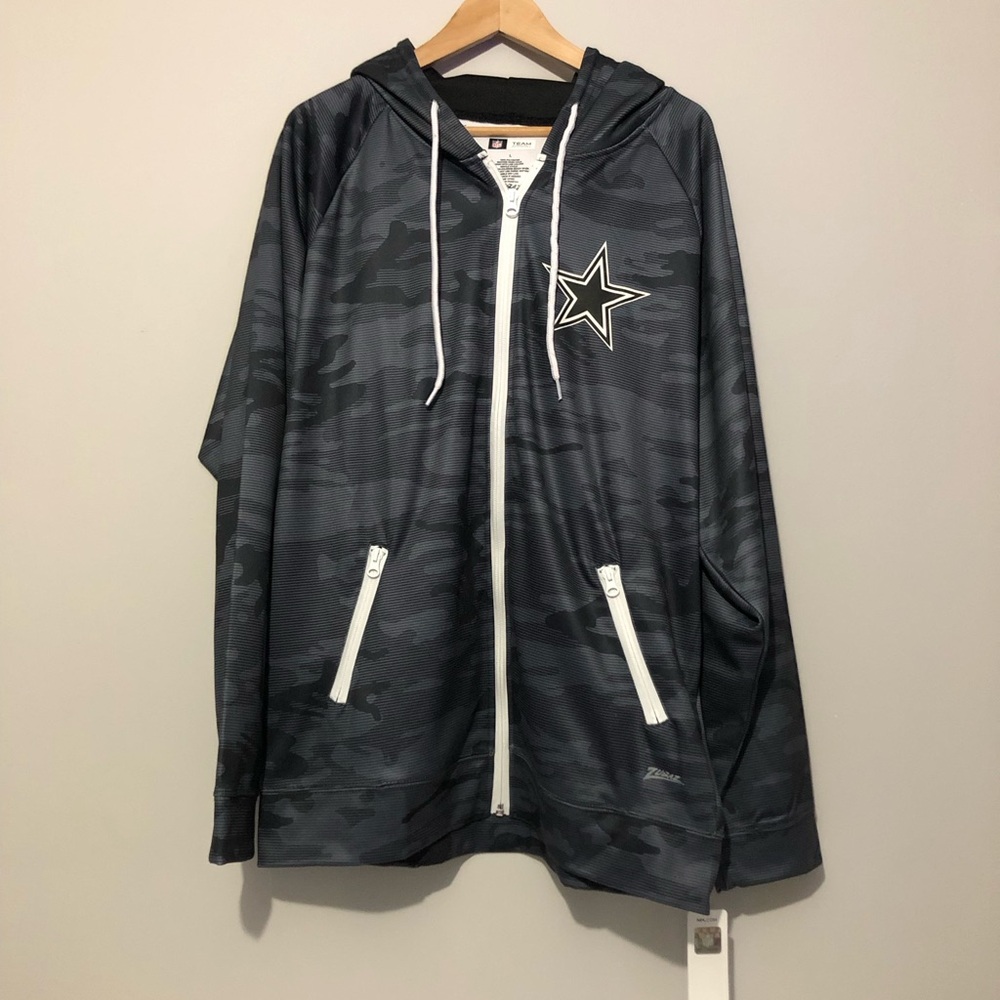NWT Zubaz NFL Apparel Cowboys Men's Large Allover Tonal Camo Full Zip Hoodie